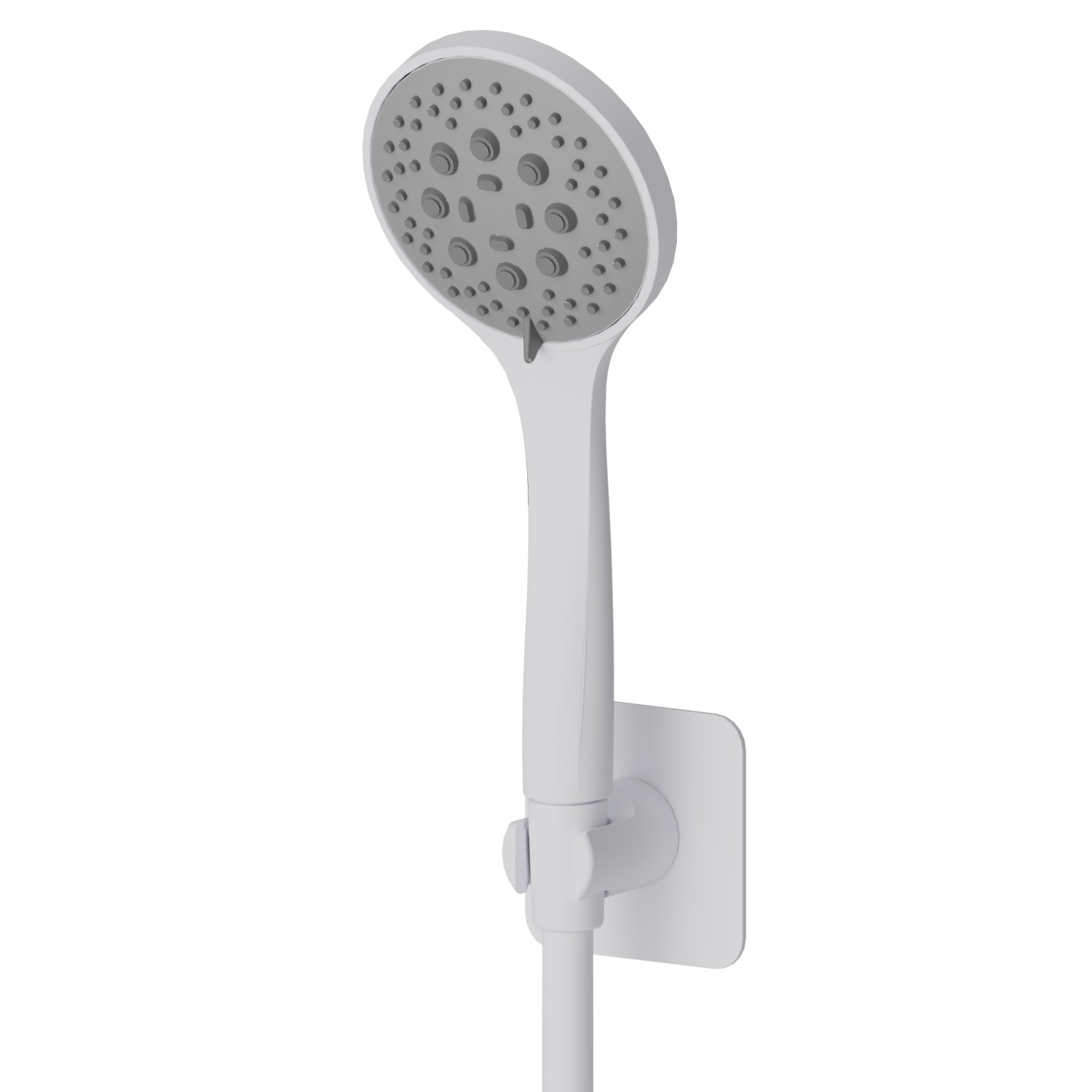 Complete shower set, with 3-jet ABS hand shower and flexible - finish Matt White