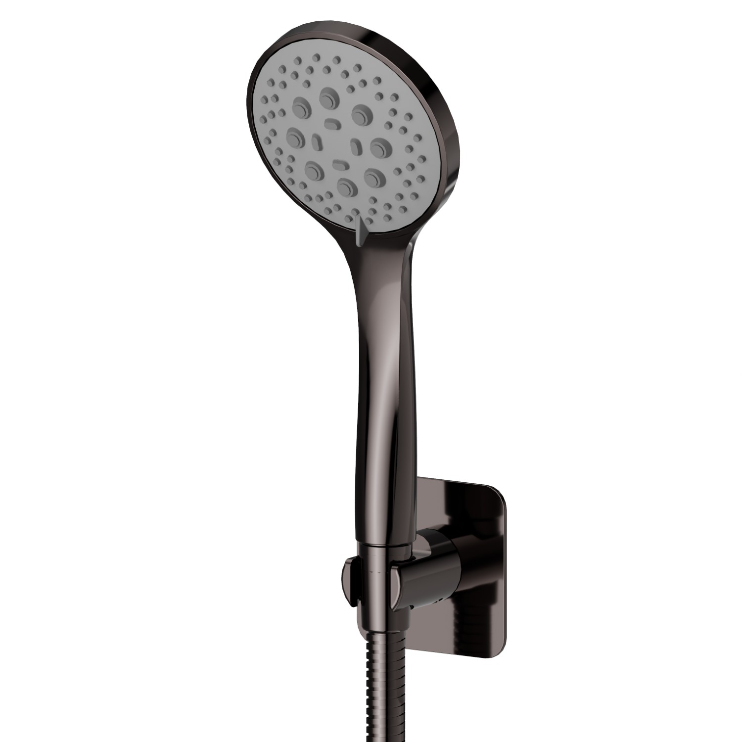 Complete shower set, with 3-jet ABS hand shower and flexible - finish PVD Gun Metal