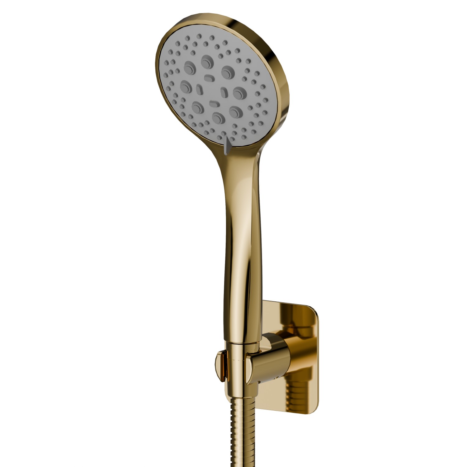 Ensemble de douche en ABS 3 jets avec douchette, flexible et support - finition PVD Glossy Gold