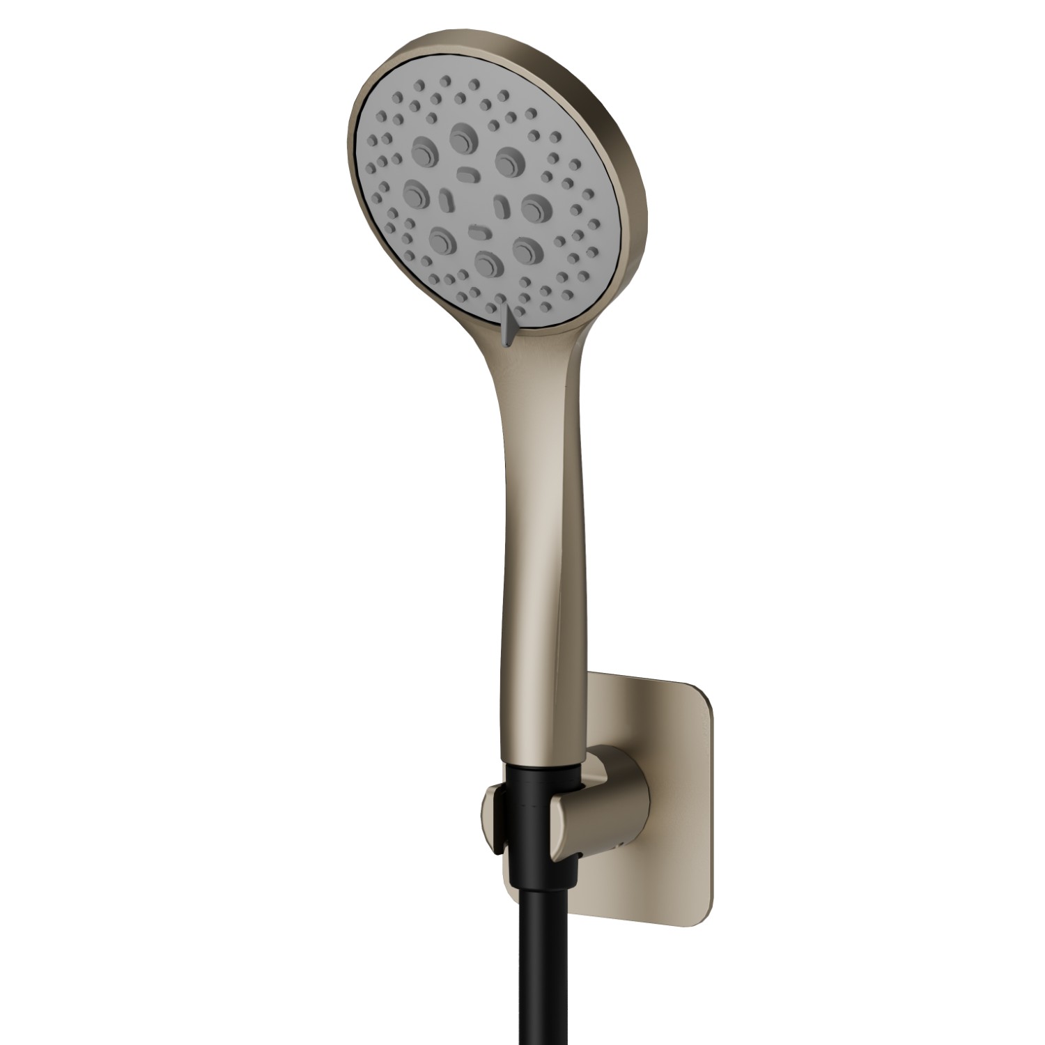 Complete shower set, with 3-jet ABS hand shower and flexible - finish Gold Satin
