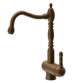 Single-lever sink mixer, with swivel and reclining “retro” style spout - finish Groove Bronze