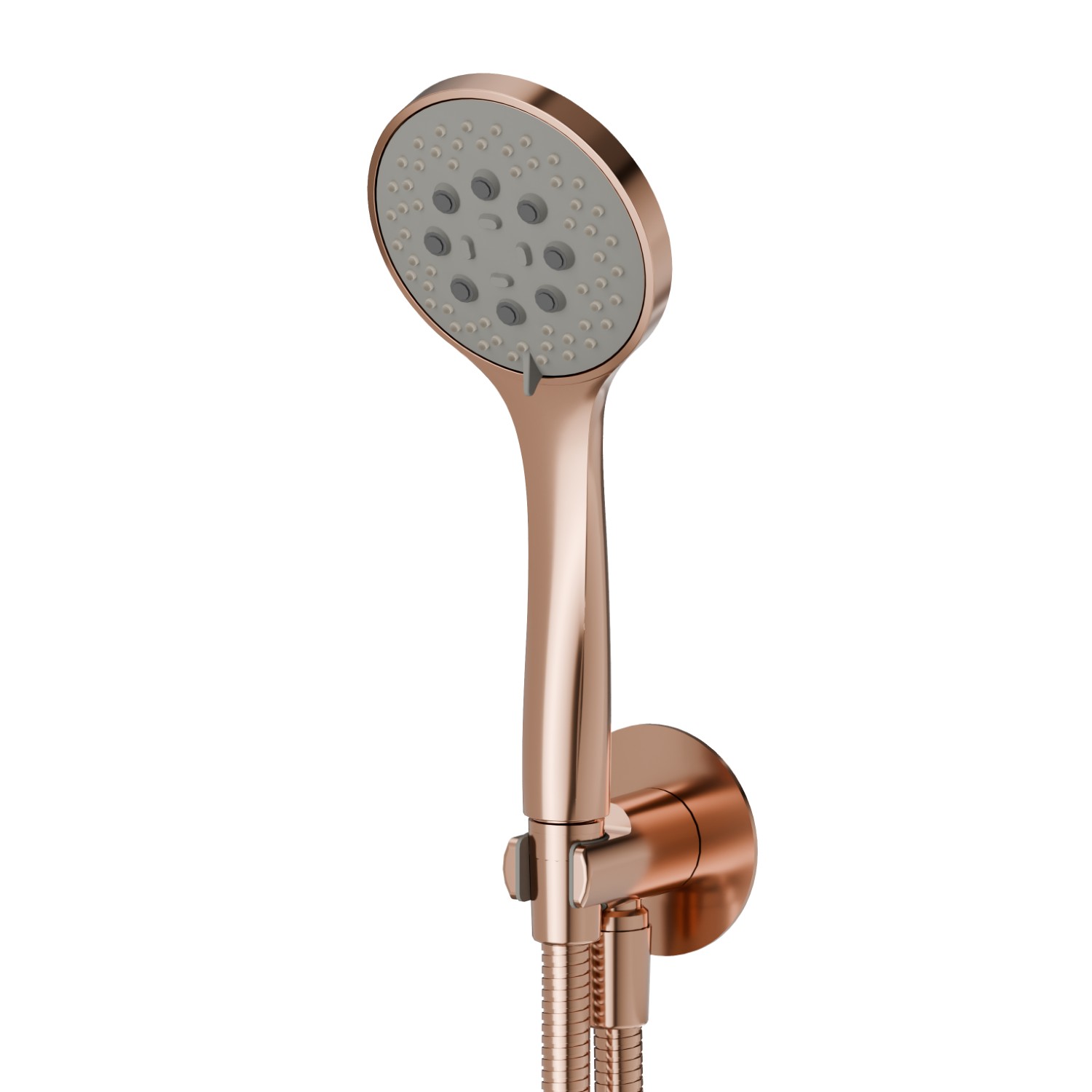 Set doccia completo di doccetta 3 getti in ABS, flessibile e supporto con presa acqua. - finitura PVD Copper Bronze