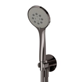 Complete shower set, with 3-jet ABS hand shower, flexible and wall union with shower holder - finish PVD Gun Metal