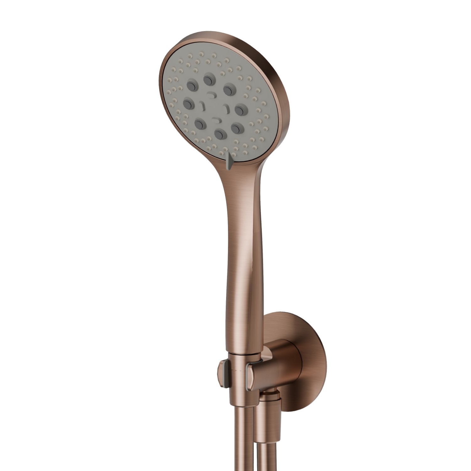 Set doccia completo di doccetta 3 getti in ABS, flessibile e supporto con presa acqua. - finitura PVD Brushed Copper Bronze