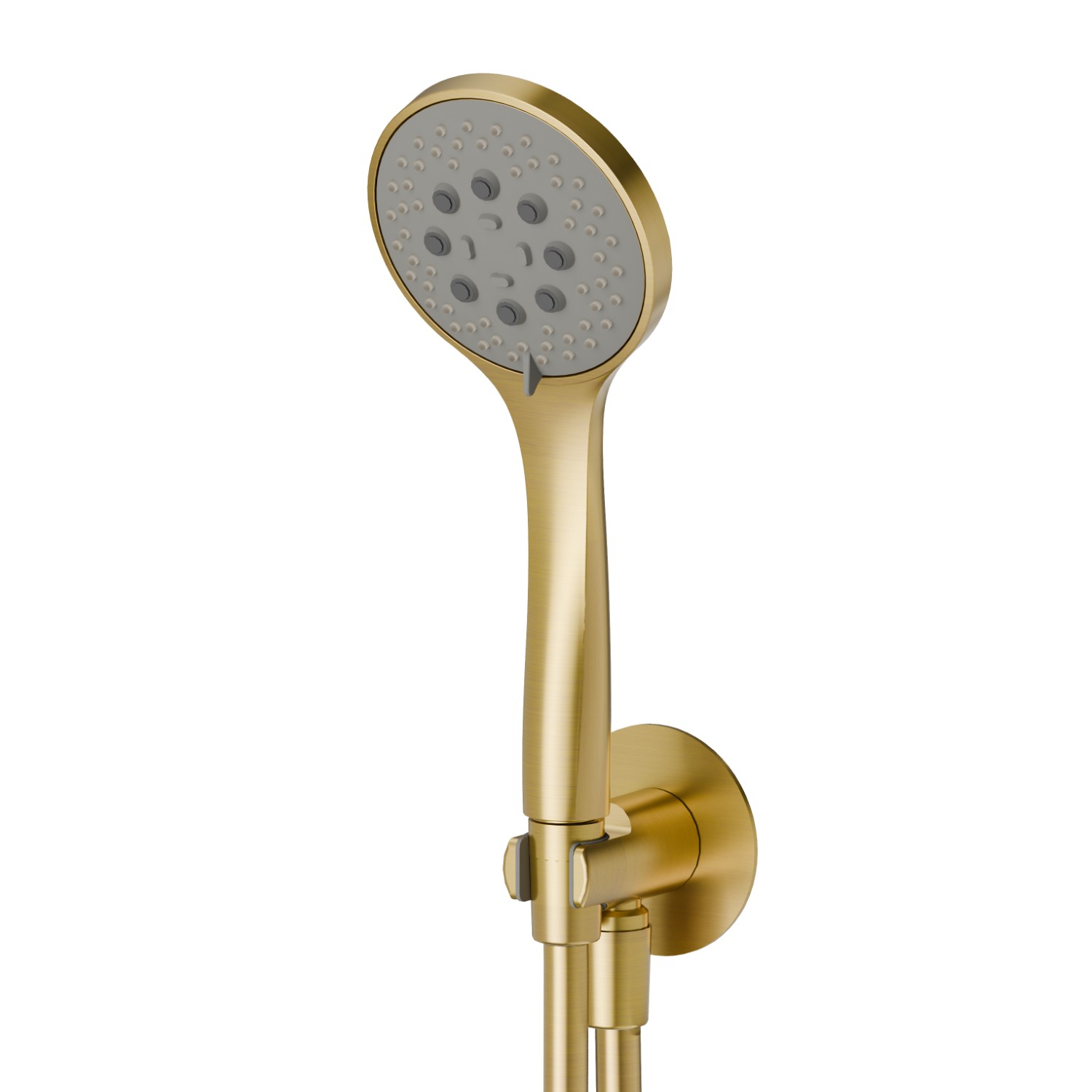 Set doccia completo di doccetta 3 getti in ABS, flessibile e supporto con presa acqua. - finitura PVD Brushed Gold