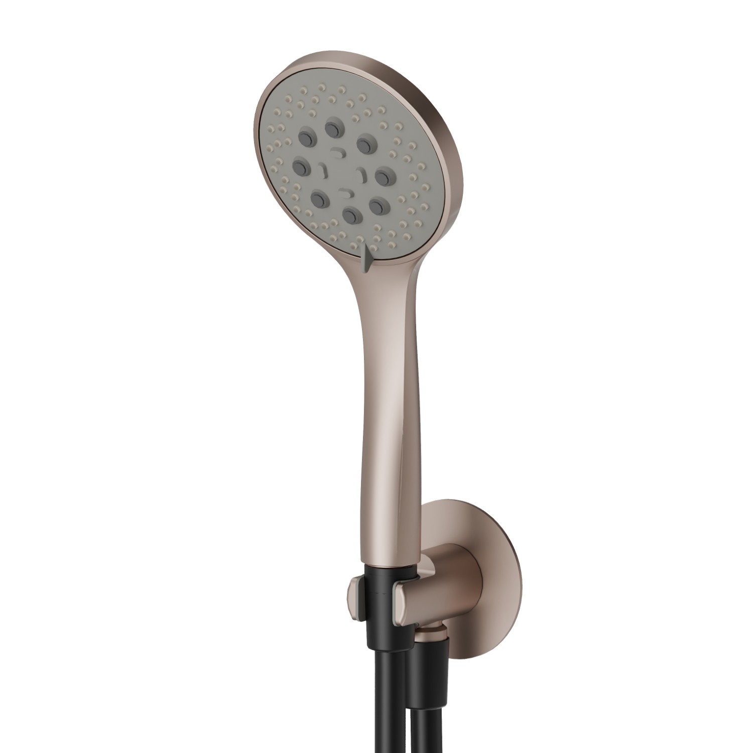 Brausegarnitur komplett mit 3-Strahl-ABS-Handbrause, flexiblem Schlauch und Halterung mit Wasseranschluss - oberfläche Copper Glossy