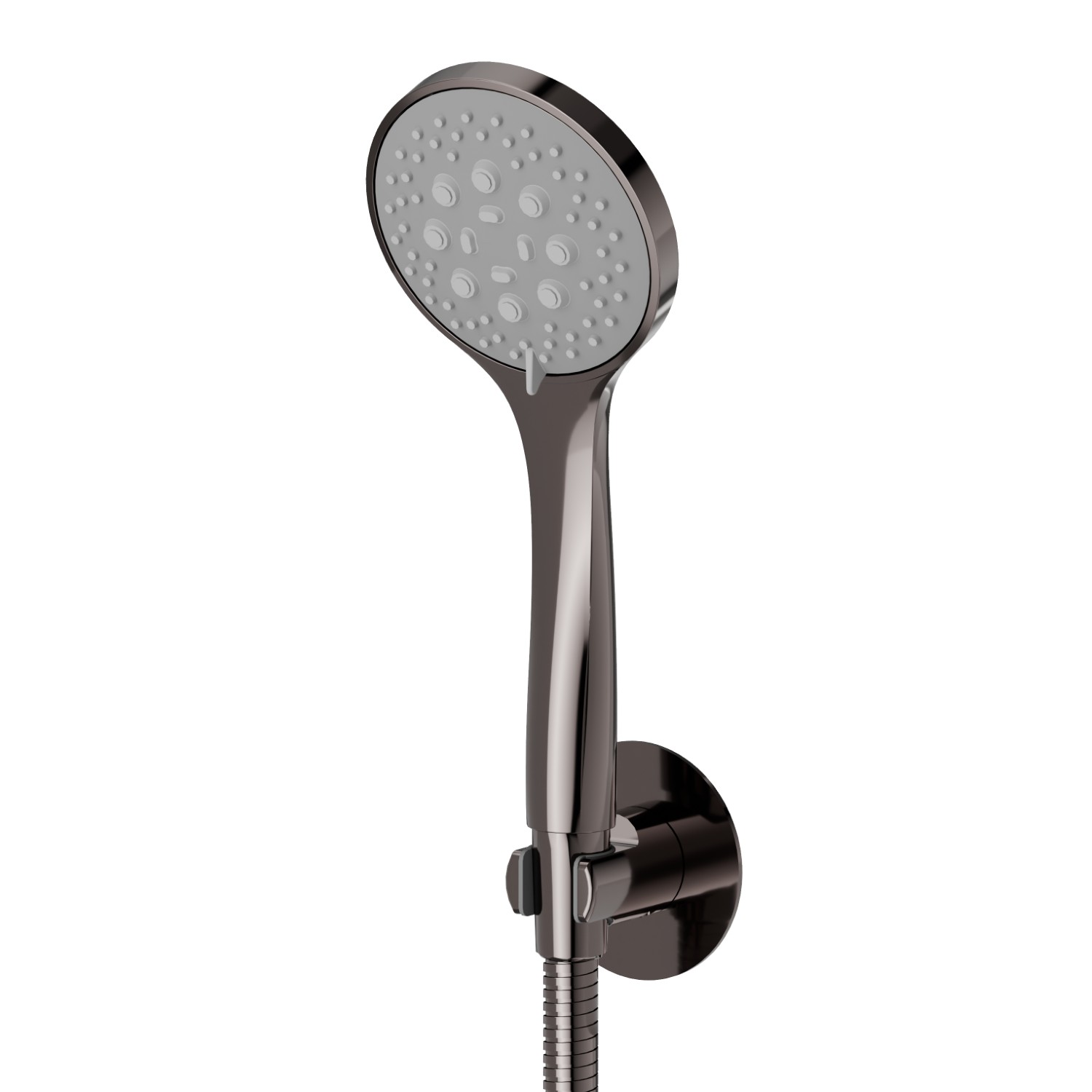 Complete shower set, with 3-jet ABS hand shower and flexible - finish PVD Gun Metal
