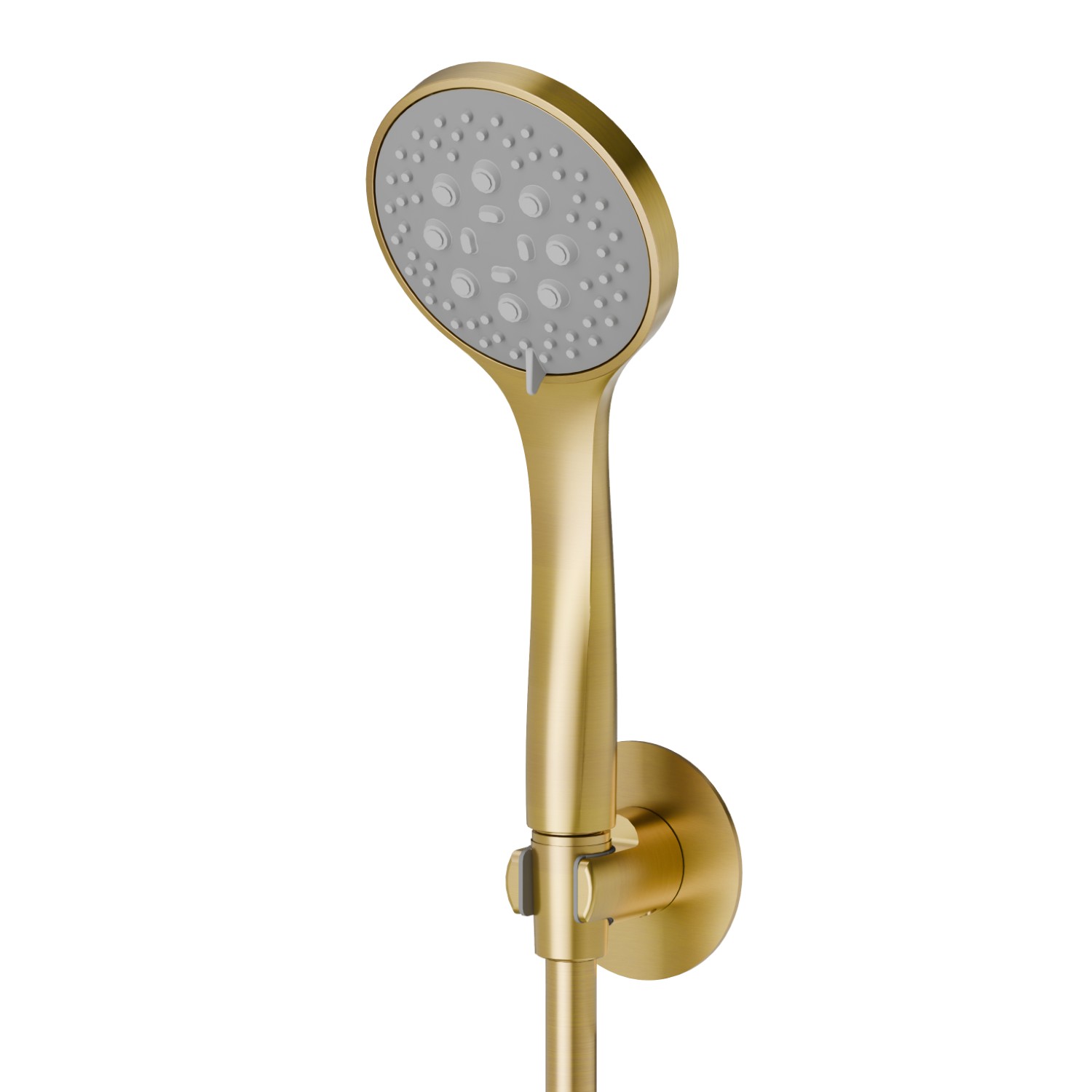 Ensemble de douche avec douchette en ABS 3 jets, flexible et support - finition PVD Brushed Gold