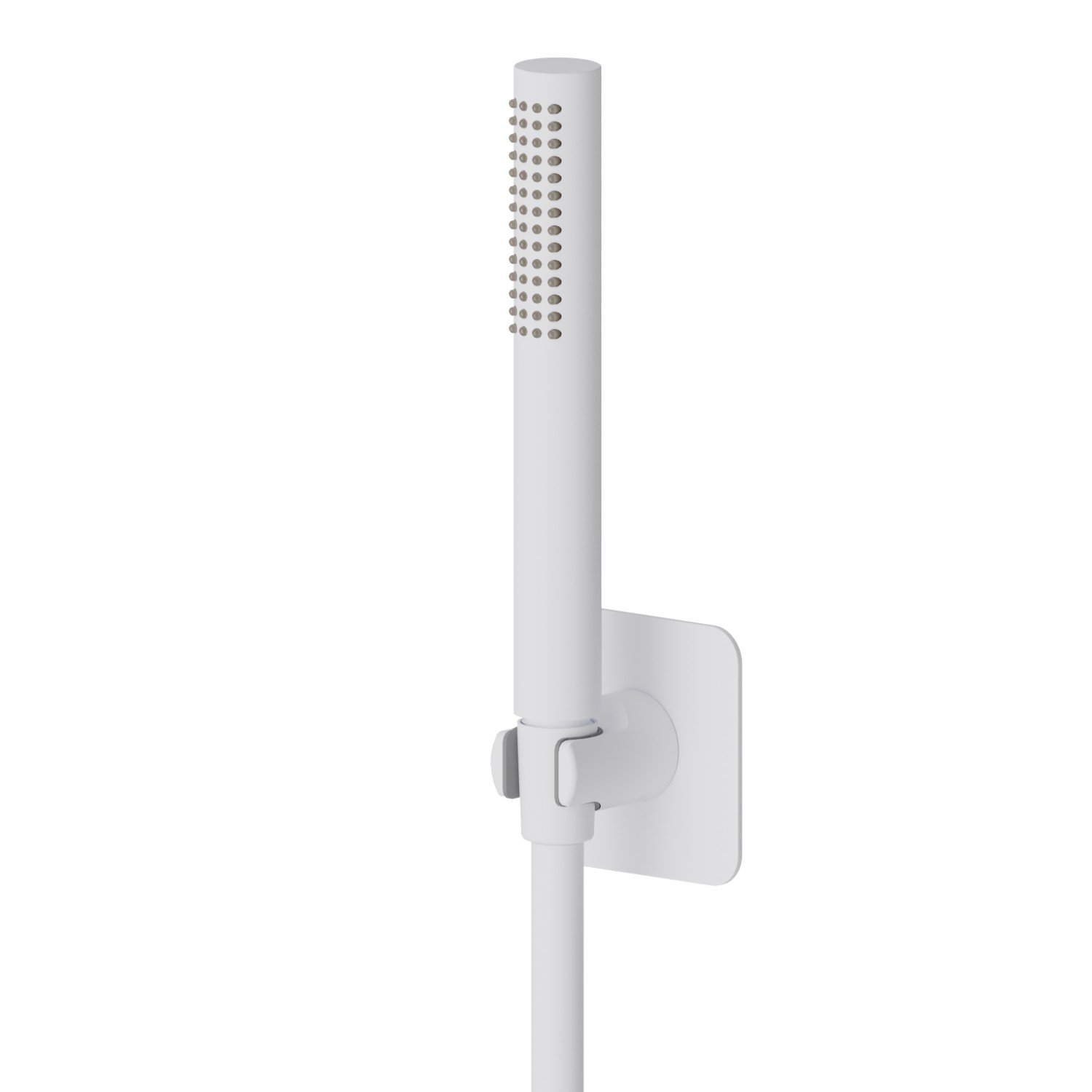 Complete shower set, with brass hand shower, flexible and shower holder - finish Matt White