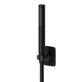 Complete shower set, with brass hand shower, flexible and shower holder - finish Matt Black
