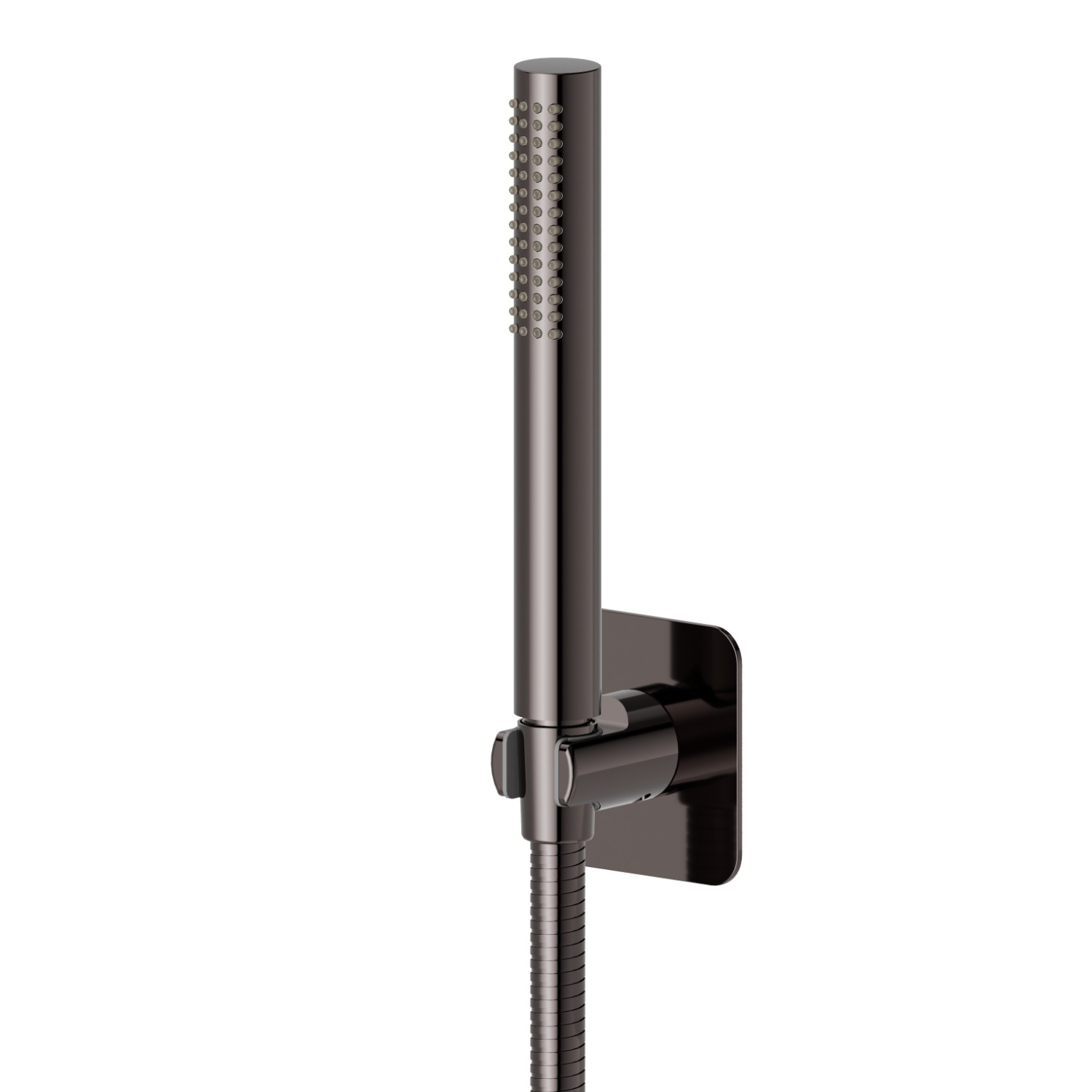 Brauseset komplett mit Messing Handbrause, Brauseschlauch und Brausehalter - oberfläche PVD Gun Metal