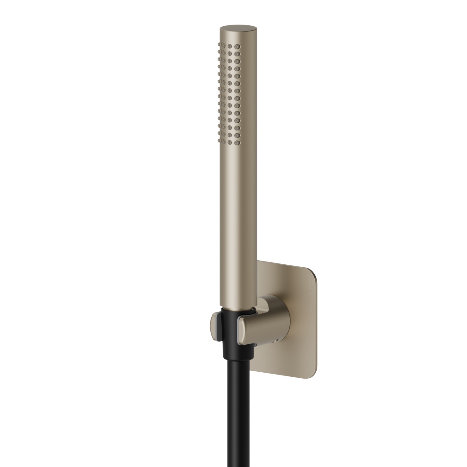 Brauseset komplett mit Messing Handbrause, Brauseschlauch und Brausehalter - oberfläche Gold Satin