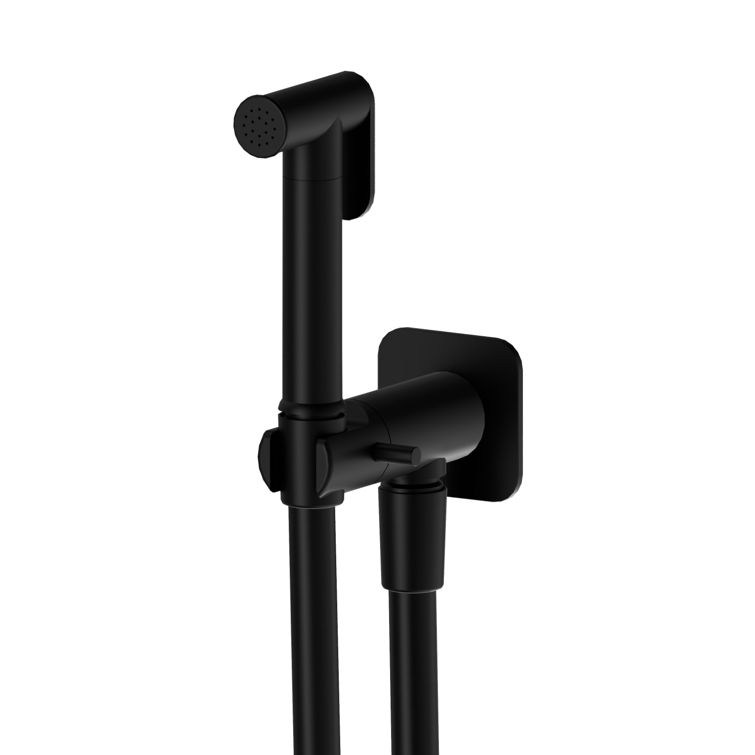 Doccetta per WC con leva on/off, getto multifunzione acqua fredda. - finitura Nero opaco