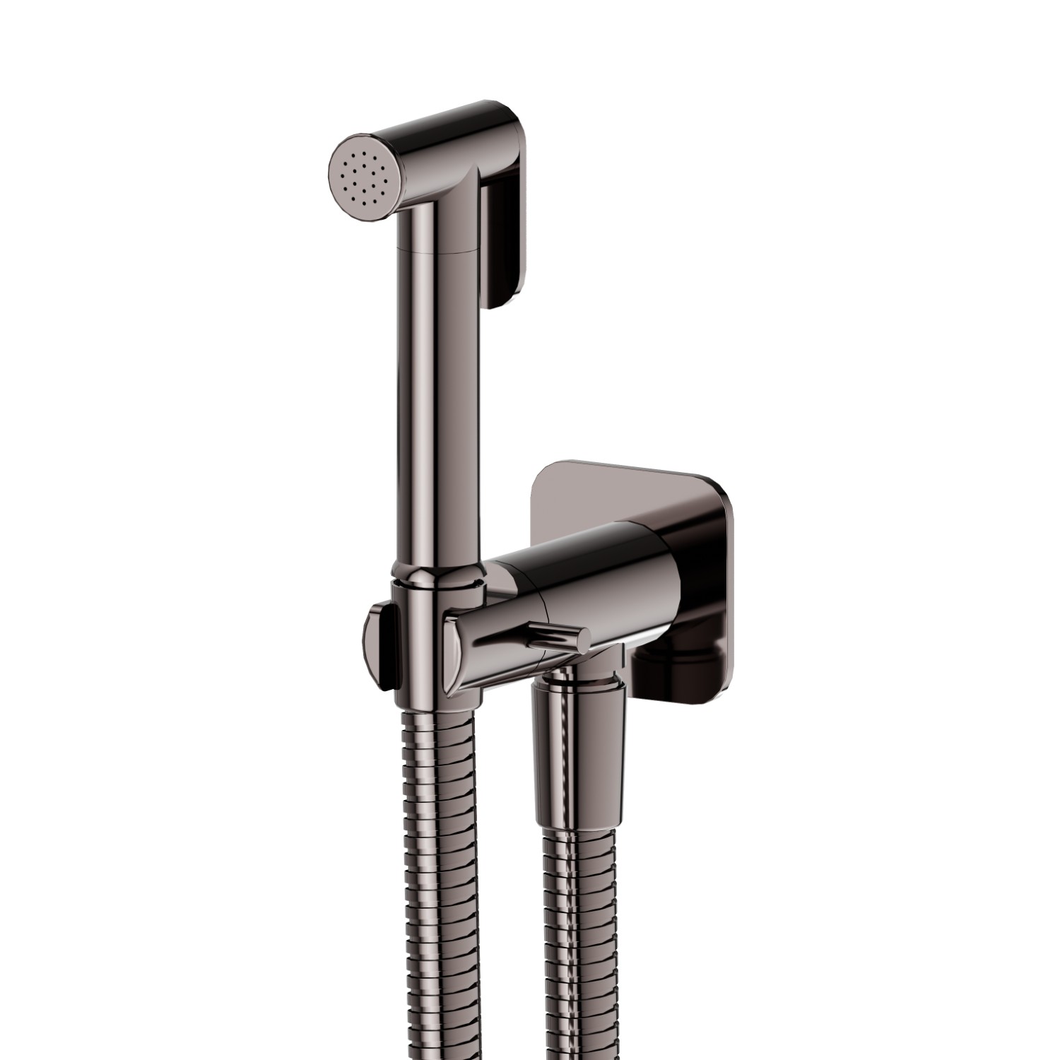 Handspray for WC with on/off lever, cold water multi-functional jet - finish PVD Gun Metal