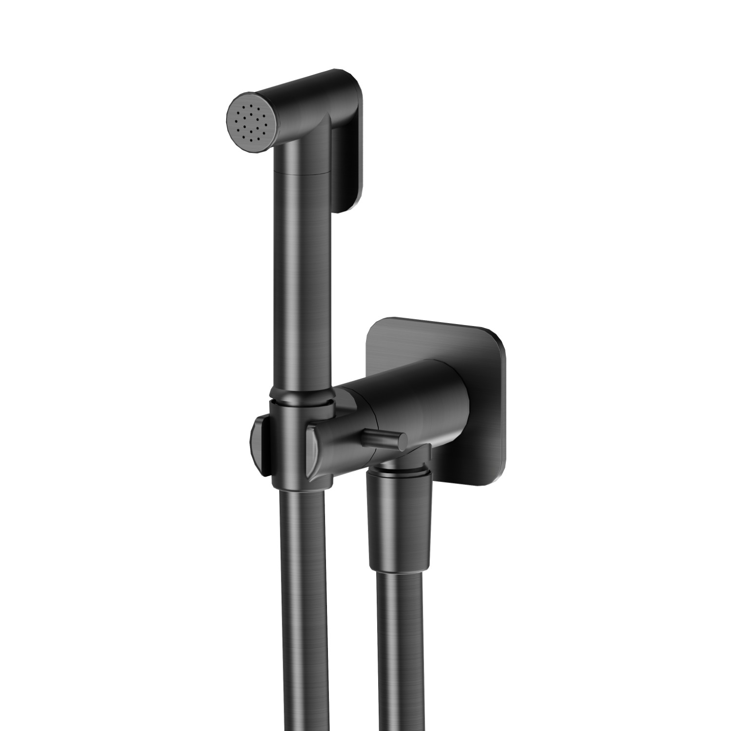 Doccetta per WC con leva on/off, getto multifunzione acqua fredda. - finitura PVD Brushed Gun Metal