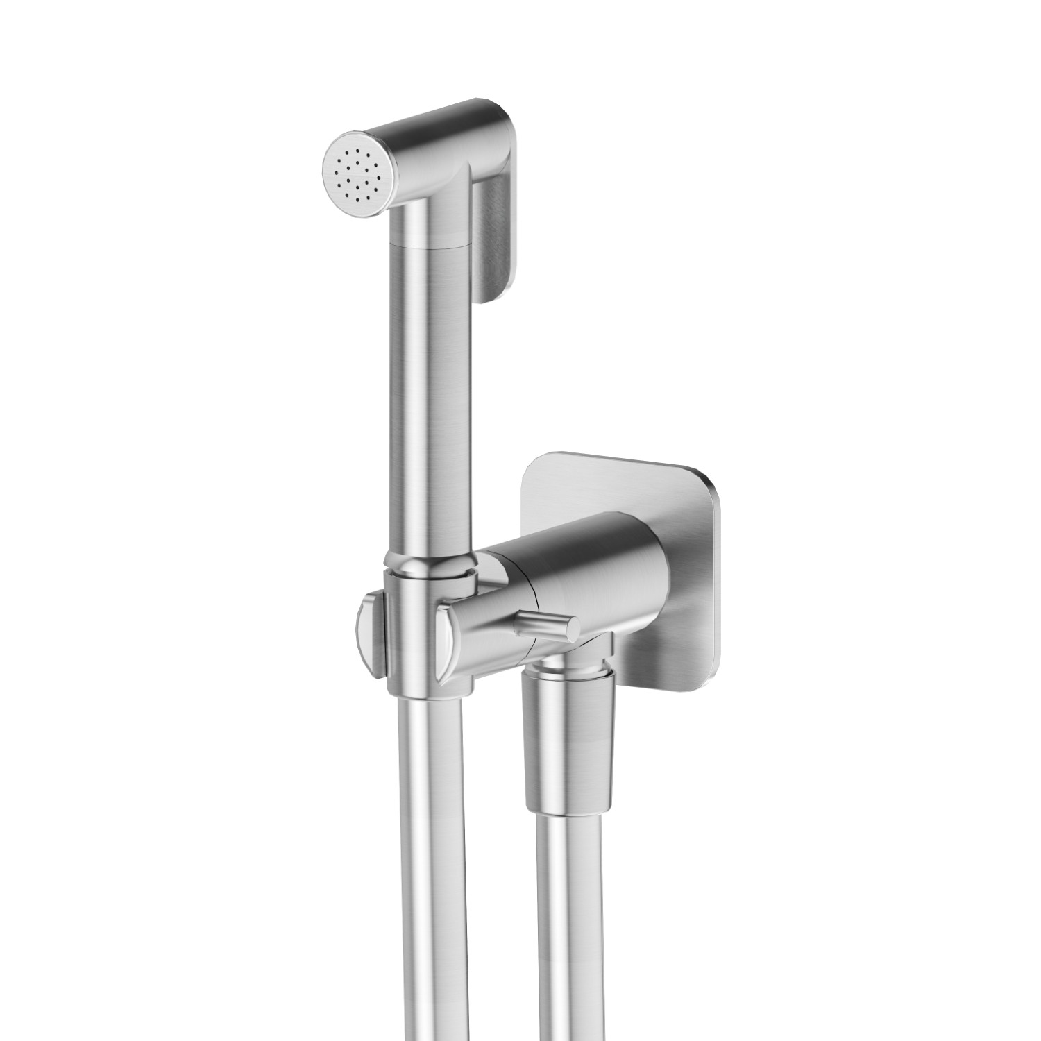 Handspray for WC with on/off lever, cold water multi-functional jet - finish PVD Brushed steel