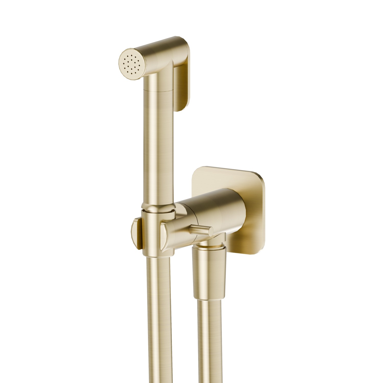 Handspray for WC with on/off lever, cold water multi-functional jet - finish PVD Brushed Pale Gold