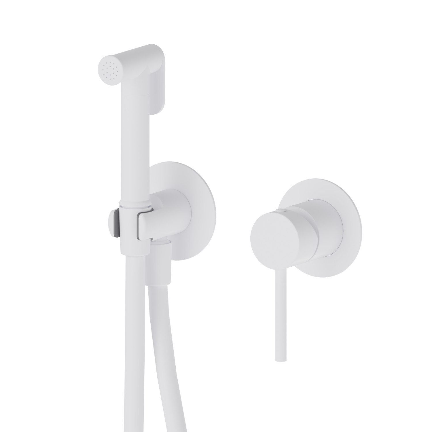 Single lever mixer, hot and cold water, for personal hygiene and toilet. External part - finish Matt White