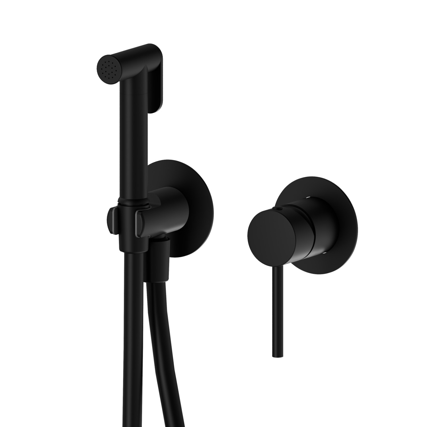 Single lever mixer, hot and cold water, for personal hygiene and toilet. External part - finish Matt Black