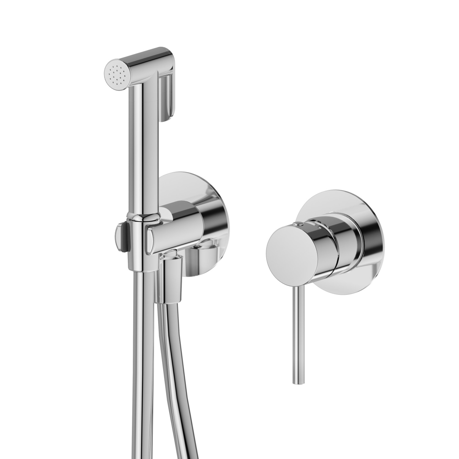 Single lever mixer, hot and cold water, for personal hygiene and toilet. External part - finish Chrome