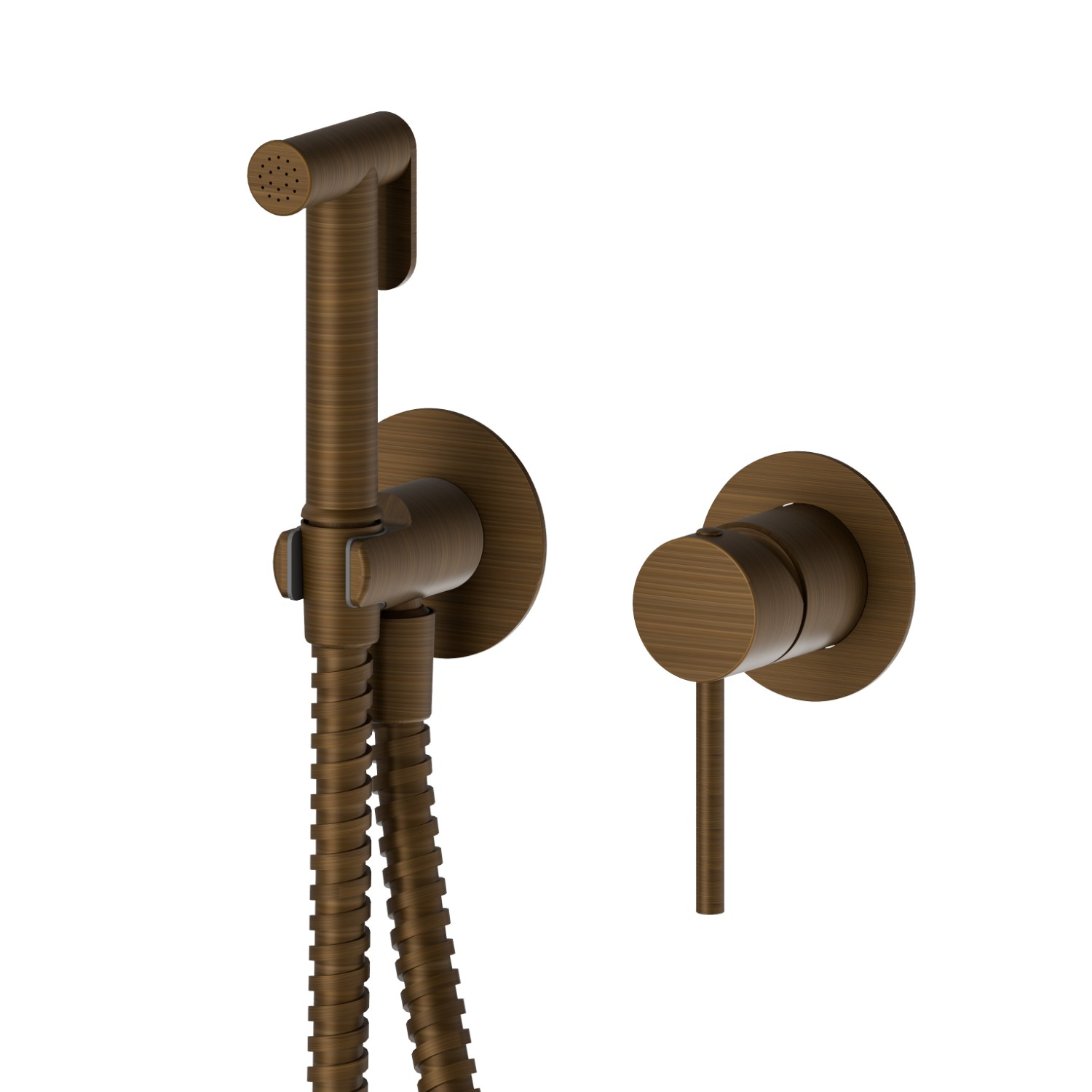 Single lever mixer, hot and cold water, for personal hygiene and toilet. External part - finish Groove Bronze