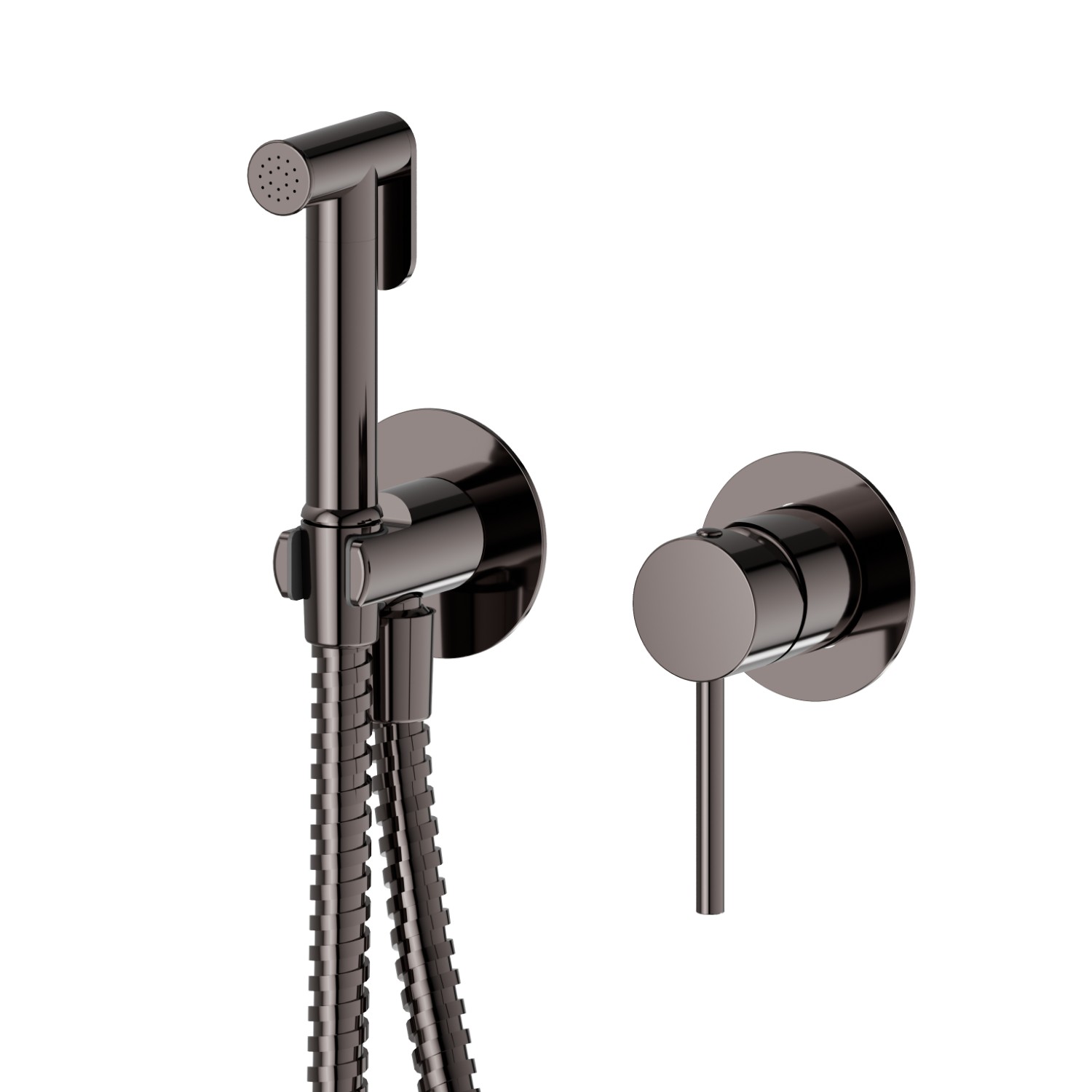 Single lever mixer, hot and cold water, for personal hygiene and toilet. External part - finish PVD Gun Metal