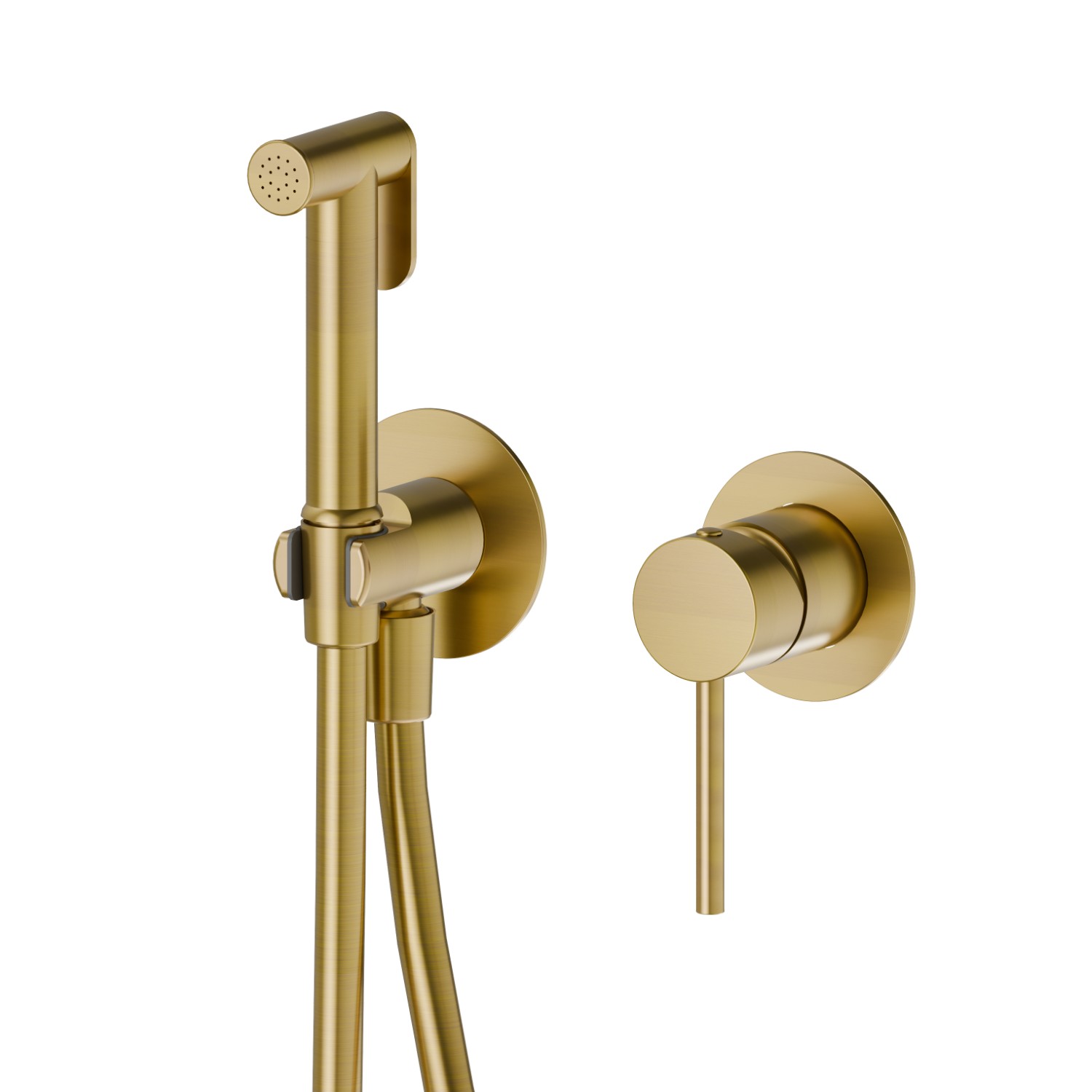 Single lever mixer, hot and cold water, for personal hygiene and toilet. External part - finish PVD Brushed Gold