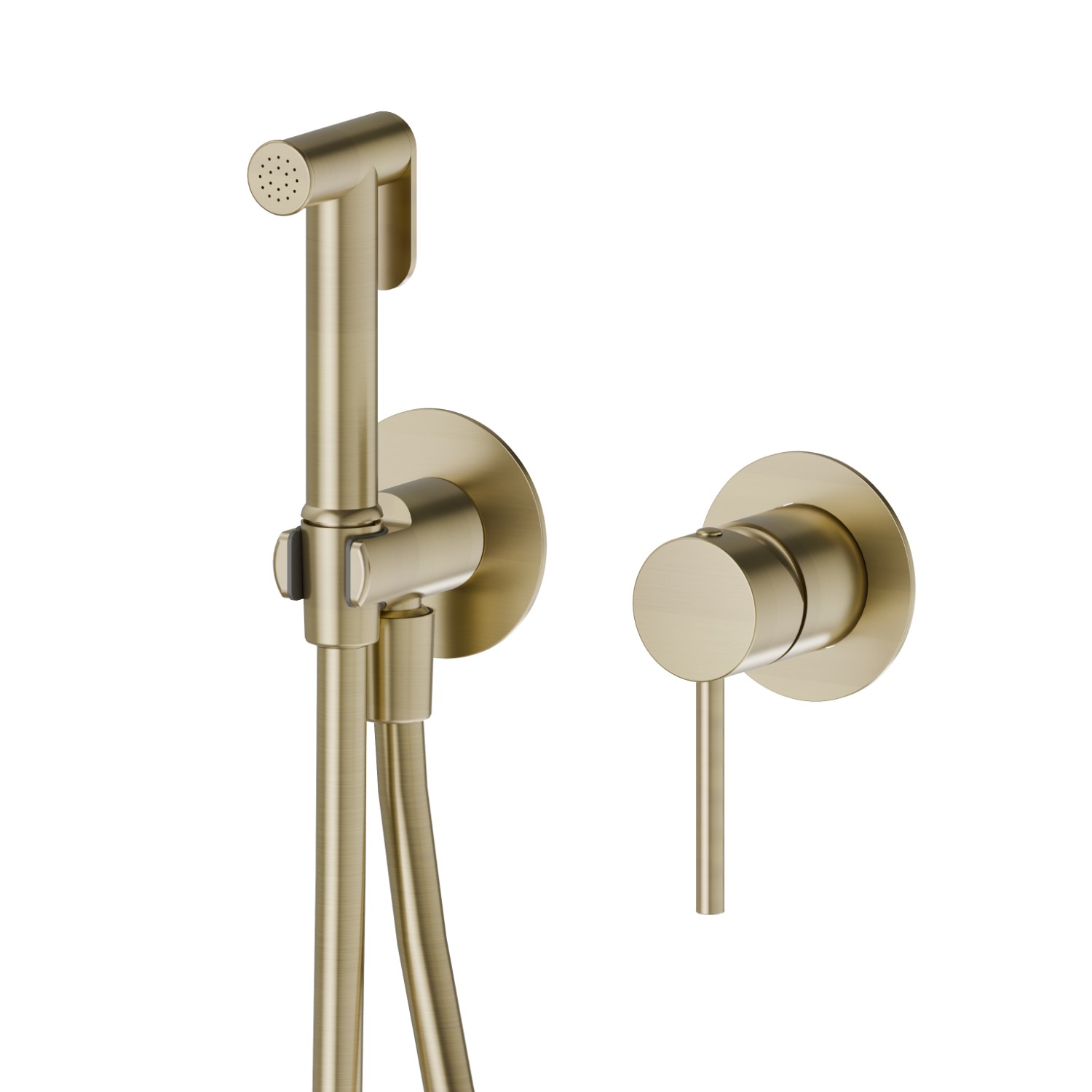 Single lever mixer, hot and cold water, for personal hygiene and toilet. External part - finish PVD Brushed Pale Gold