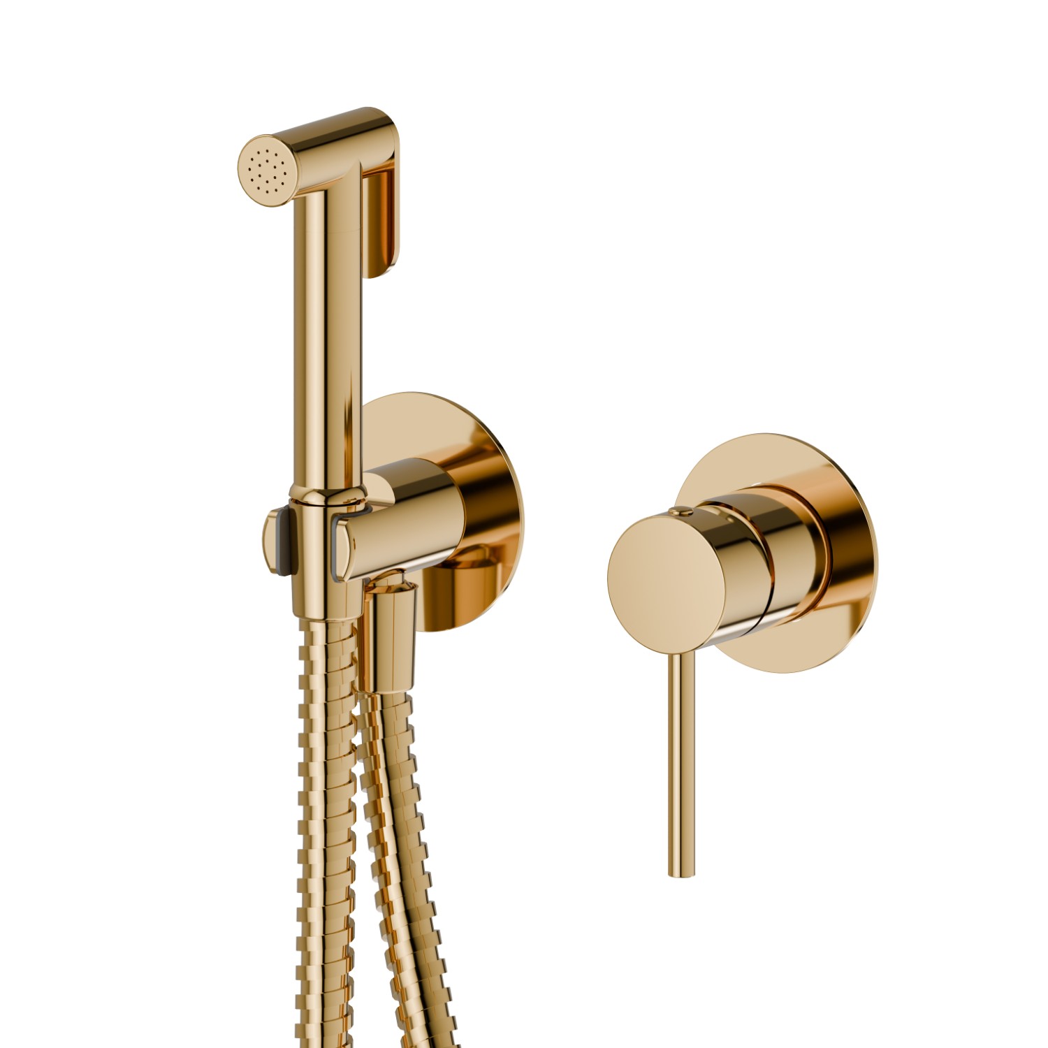 Single lever mixer, hot and cold water, for personal hygiene and toilet. External part - finish PVD Glossy Gold