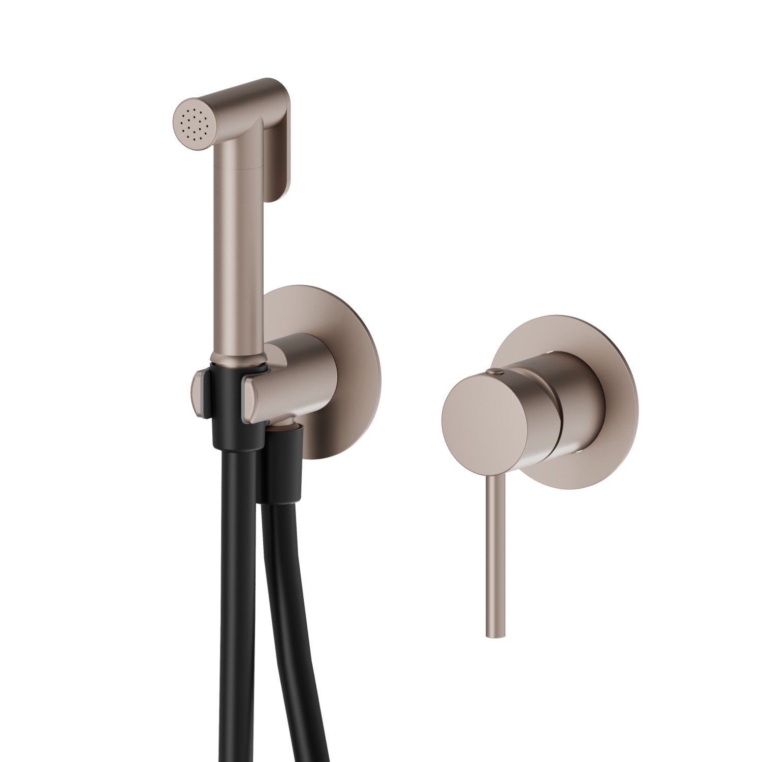 Single lever mixer, hot and cold water, for personal hygiene and toilet. External part - finish Copper Glossy