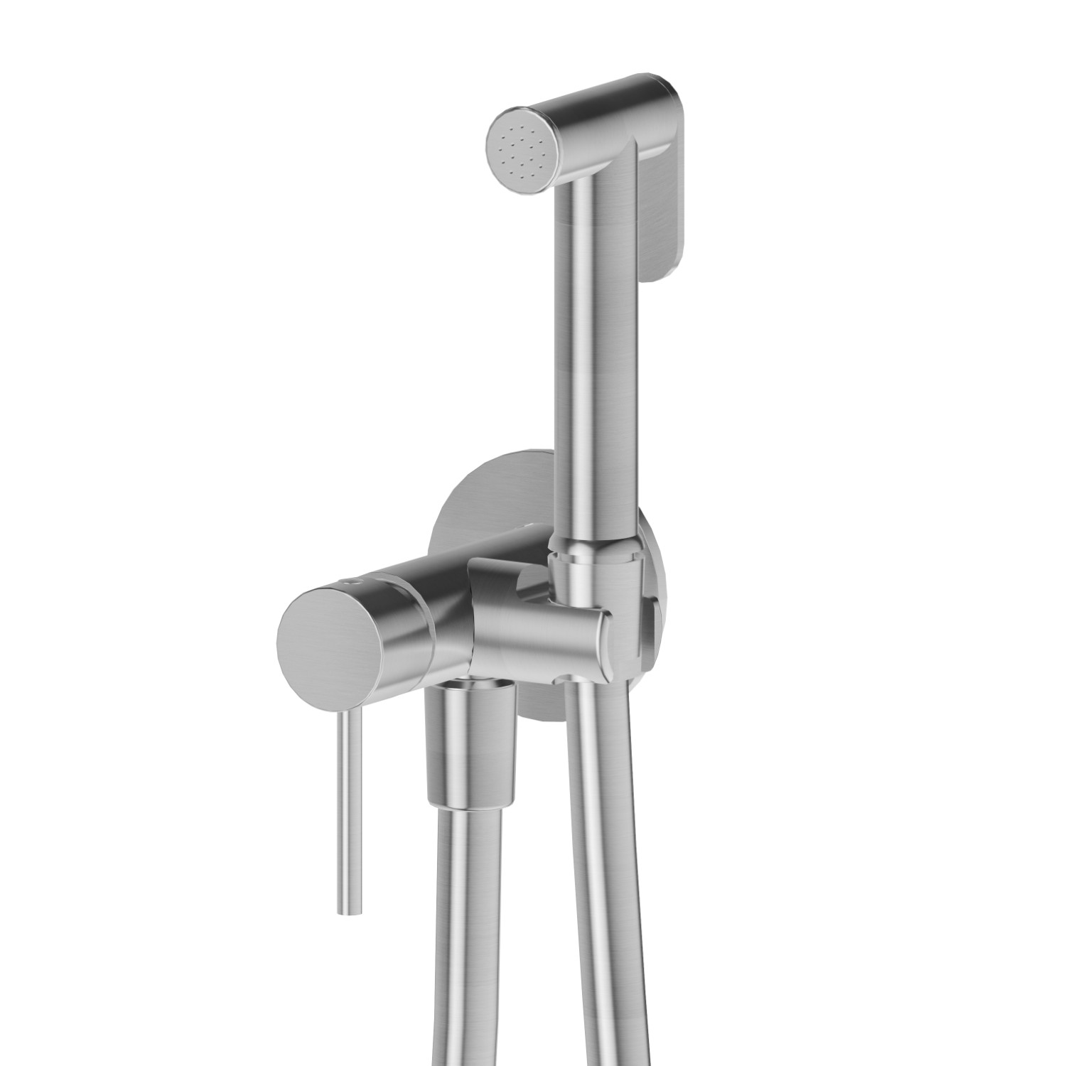 Single lever mixer, hot and cold water, for personal hygiene and toilet - finish PVD Brushed steel