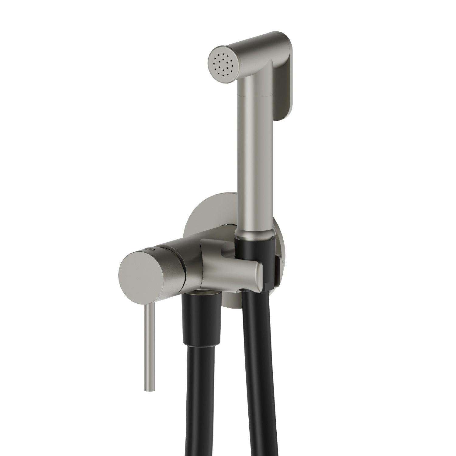 Single lever mixer, hot and cold water, for personal hygiene and toilet - finish Titanium Satin