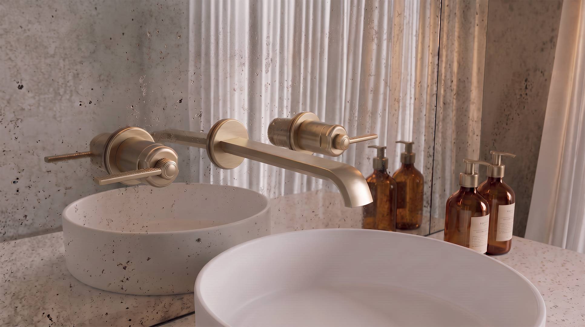 Finiture della collezione Bellavita: PVD Brushed Pale Bronze, Groove Bronze e acciaio spazzolato