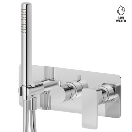 Complete concealed shower group, with shower set and 2 ways out diverter.