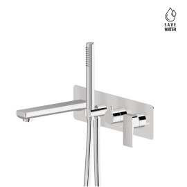 Bath group consisting of: concealed single lever bath mixer with diverter, wall spout and shower set.