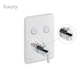 2 ways out thermostatic concealed mixer with one handle for temperature control and button ON/OFF.