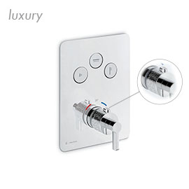 3 ways out thermostatic concealed mixer with one handle for temperature control and button ON/OFF.