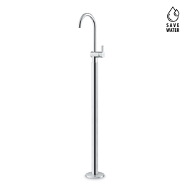 Single lever basin mixer with floor pillar union. Without pop-up waste set.