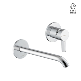 Single lever wall mixer group, without pop -up waste set. Long spout.
