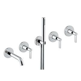 Concealed bath group consisting of: 2 way out diverter, wall spout and shower set.