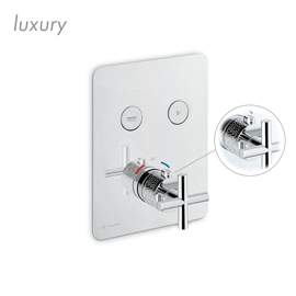 2 ways out thermostatic concealed mixer with one handle for temperature control and button ON/OFF.