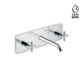 External part 3-hole wall-mounted wash basin group, single cover plate, without pop-up waste set.