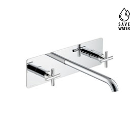 3-hole wall-mounted wash basin group, single cover plate, without pop-up waste set.