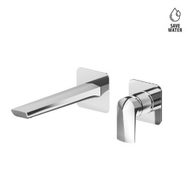 Single lever wall mixer group without pop-up waste set