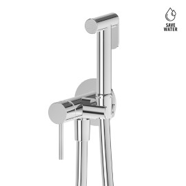 Single lever mixer, hot and cold water, for personal hygiene and toilet.