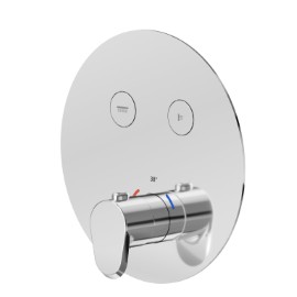 2 ways out thermostatic concealed mixer with one handle for temperature control and button ON/OFF.