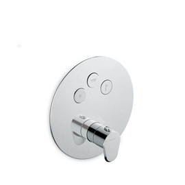 3 ways out thermostatic concealed mixer with one handle for temperature control and button ON/OFF.