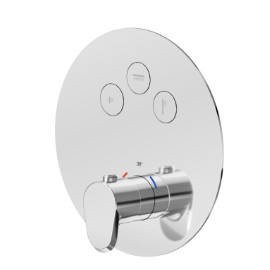 3 ways out thermostatic concealed mixer with one handle for temperature control and button ON/OFF.