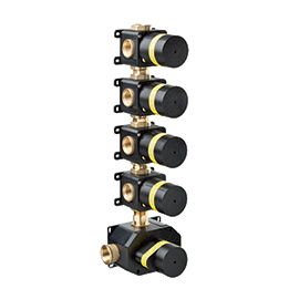 Universal concealed body for concealed thermostatic multifunction selectors with 4-way out