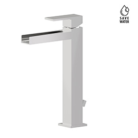 Single-lever mixer, high version for above counter basin, with 1”1/4 pop-up waste set